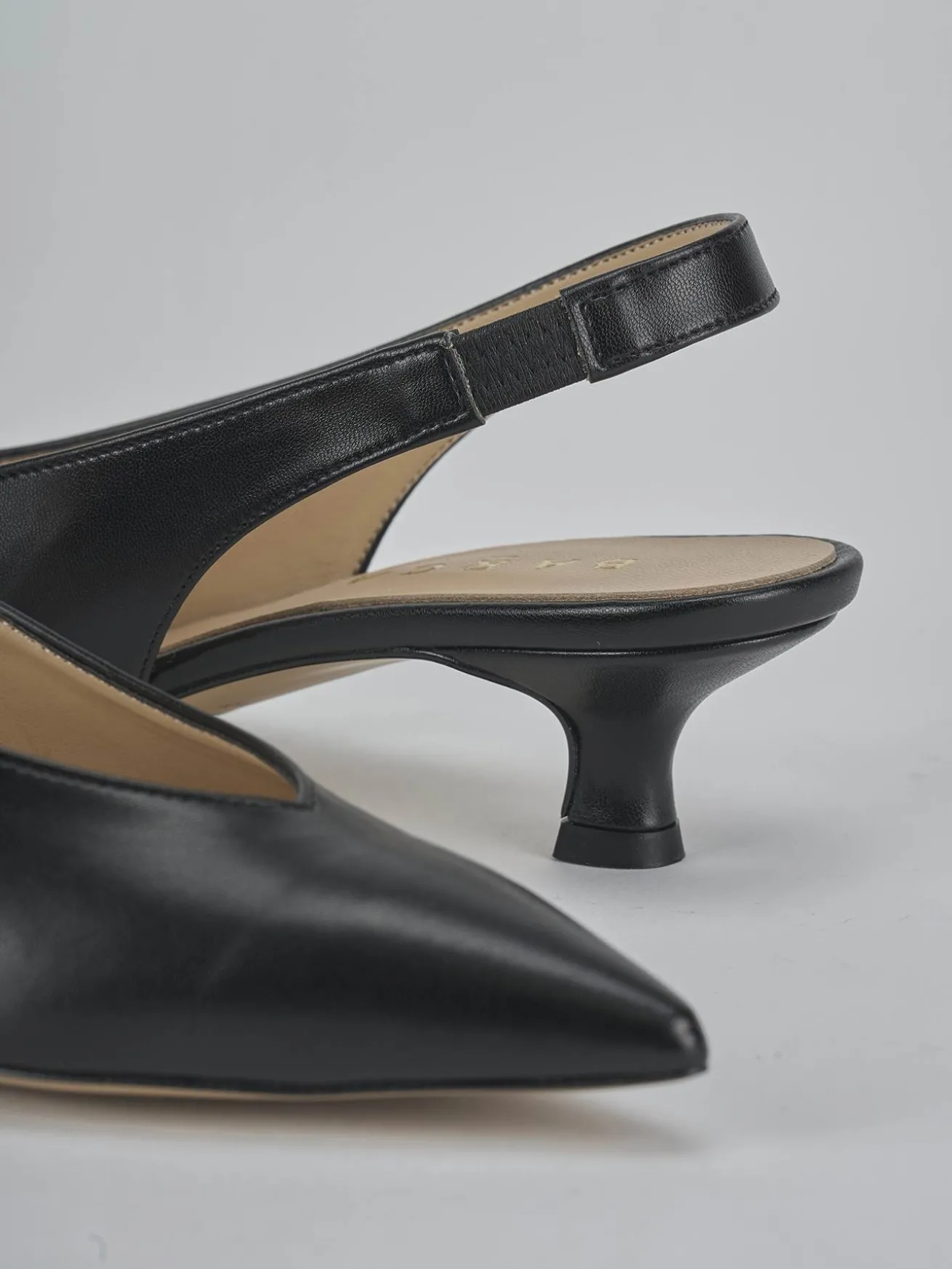 Slingback tacco 4cm pelle nero
