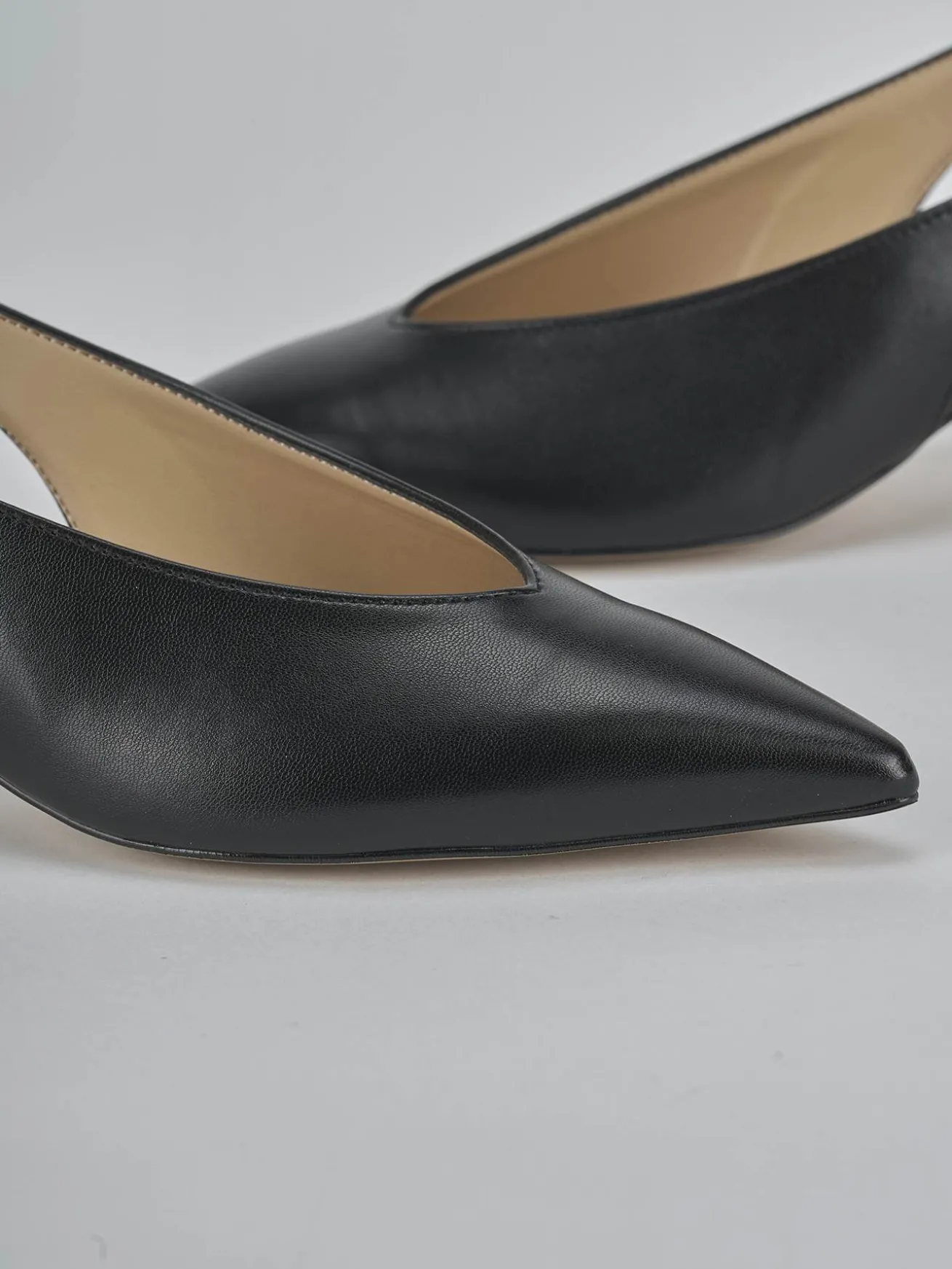 Slingback tacco 4cm pelle nero