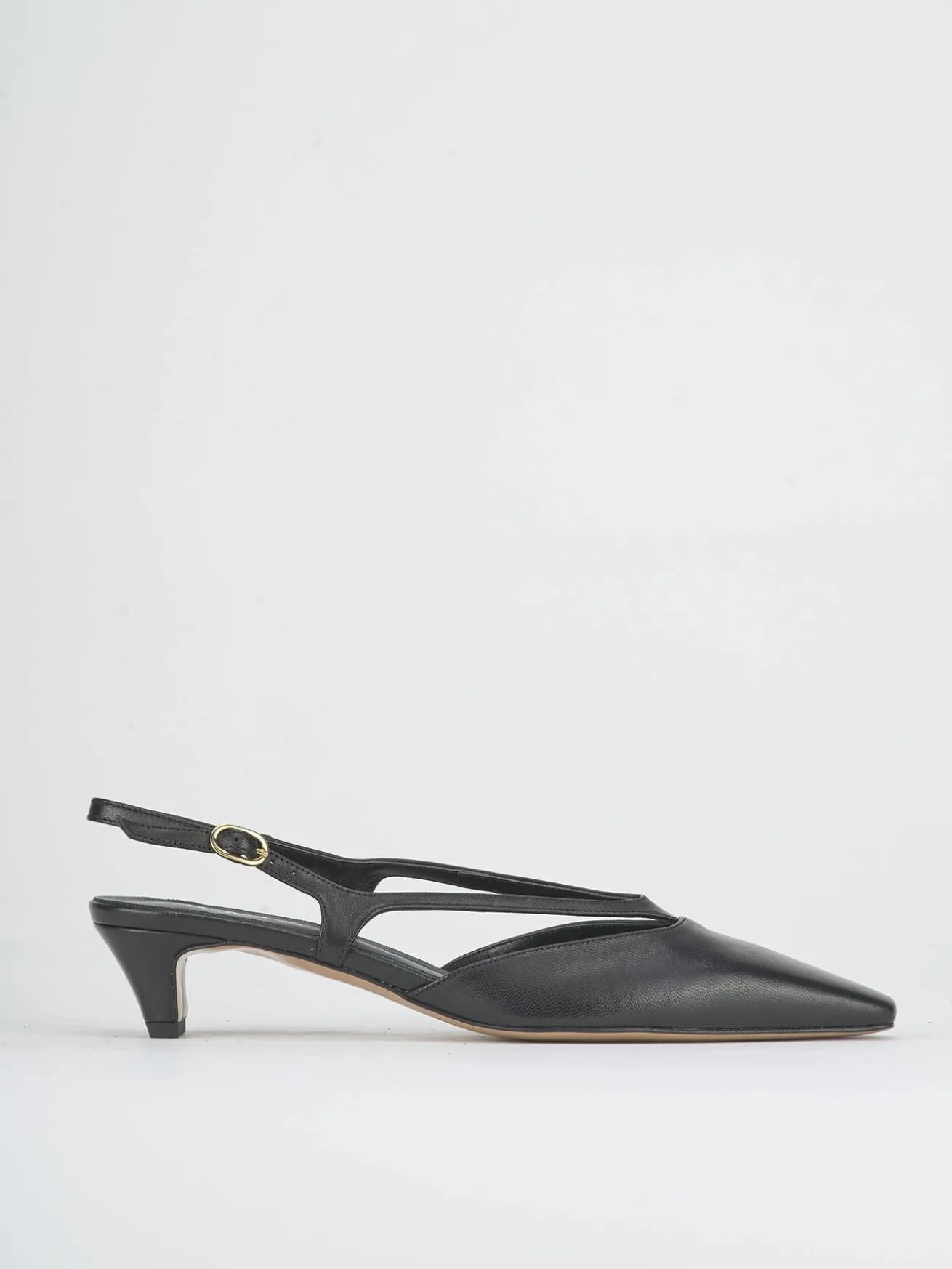 Slingback tacco 4cm pelle nero