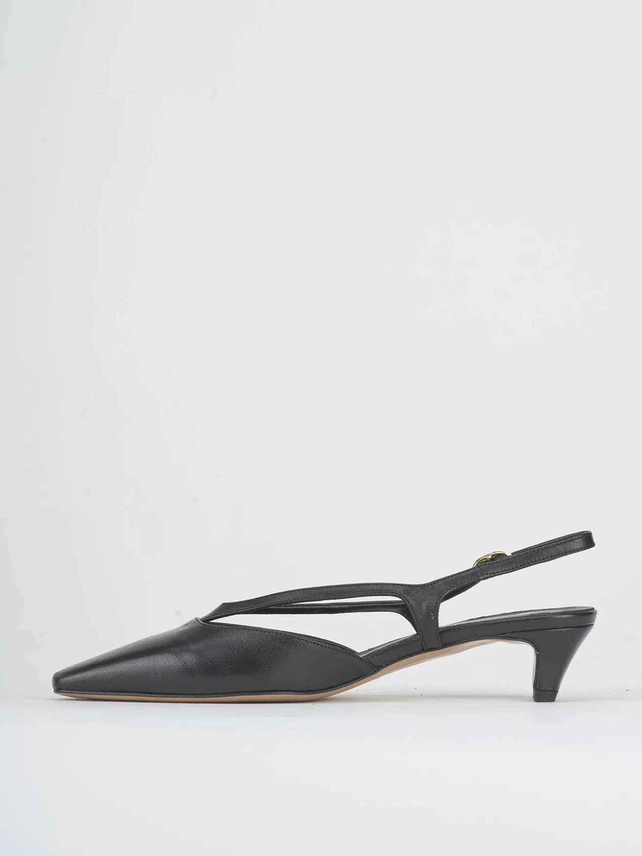 Slingback tacco 4cm pelle nero