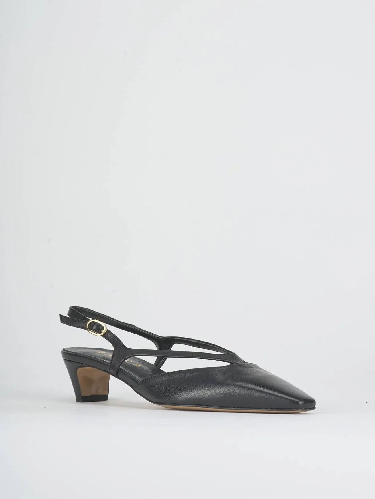 Slingback tacco 4cm pelle nero