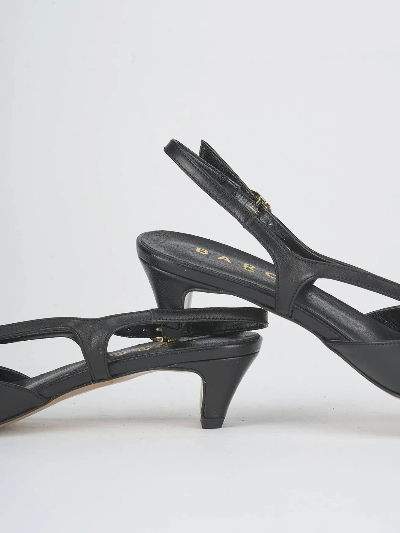 Slingback tacco 4cm pelle nero