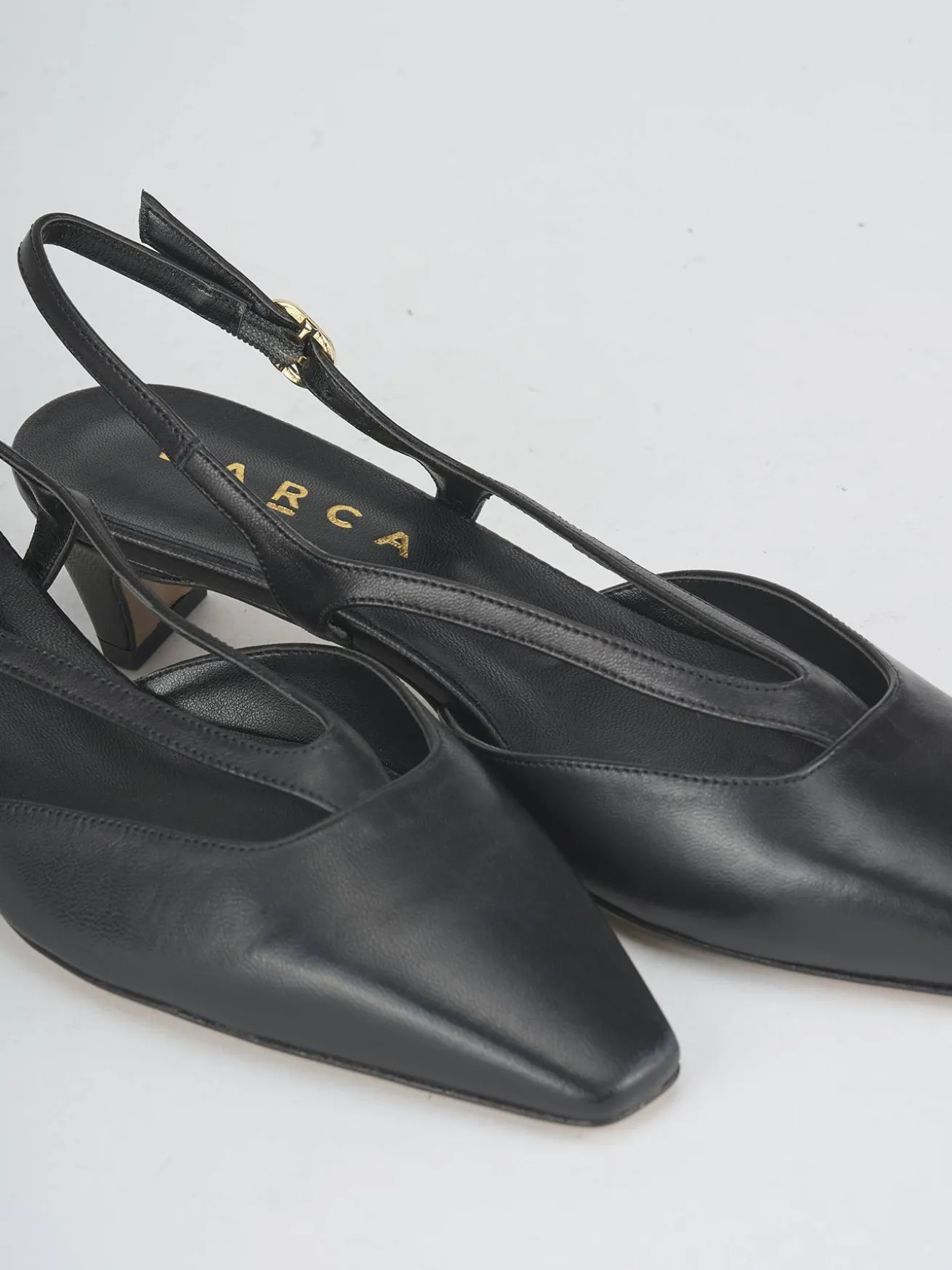 Slingback tacco 4cm pelle nero