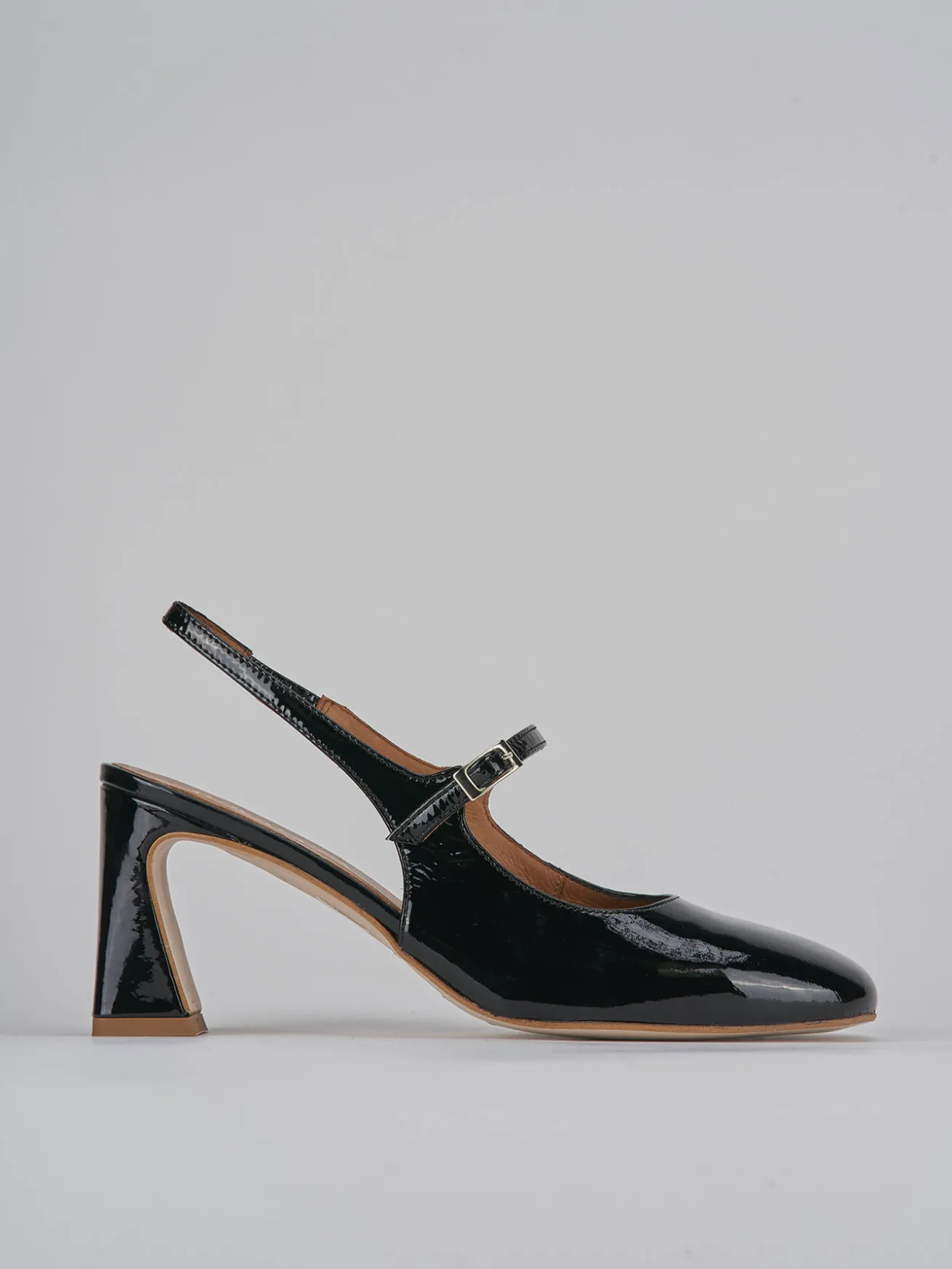 Slingback tacco 7cm pelle nero