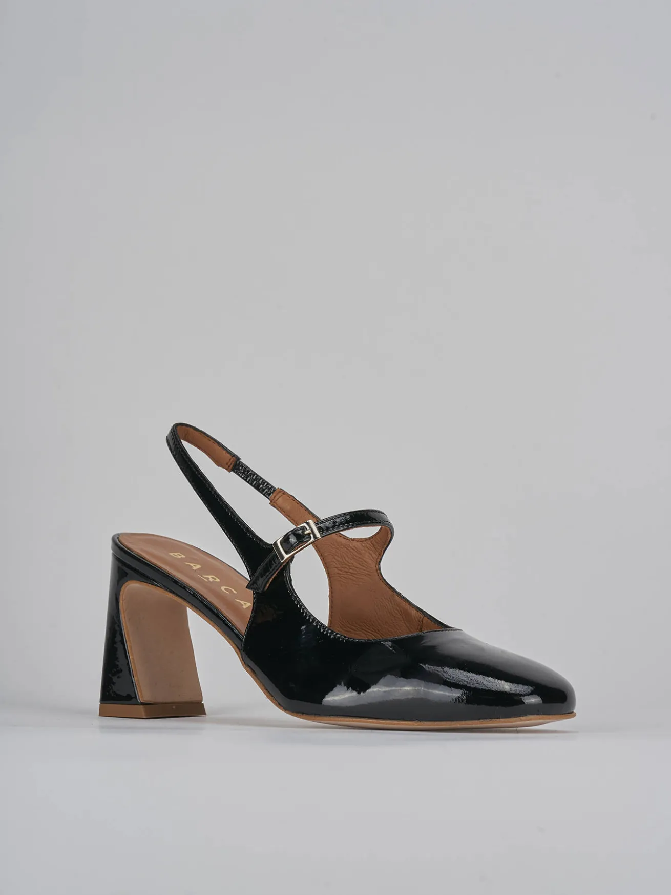 Slingback tacco 7cm pelle nero