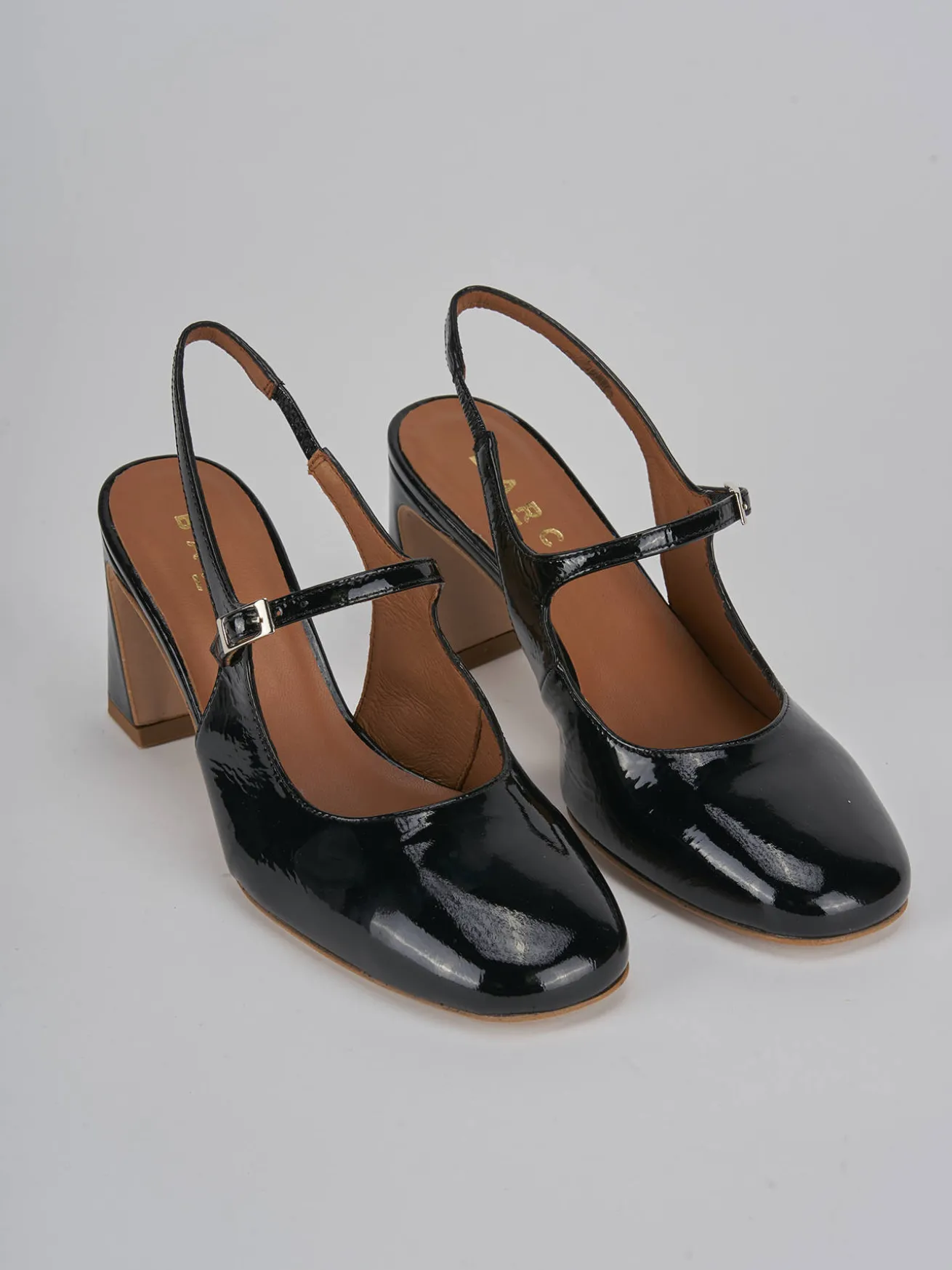 Slingback tacco 7cm pelle nero