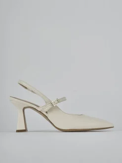 Slingback tacco 7cm pelle bianco