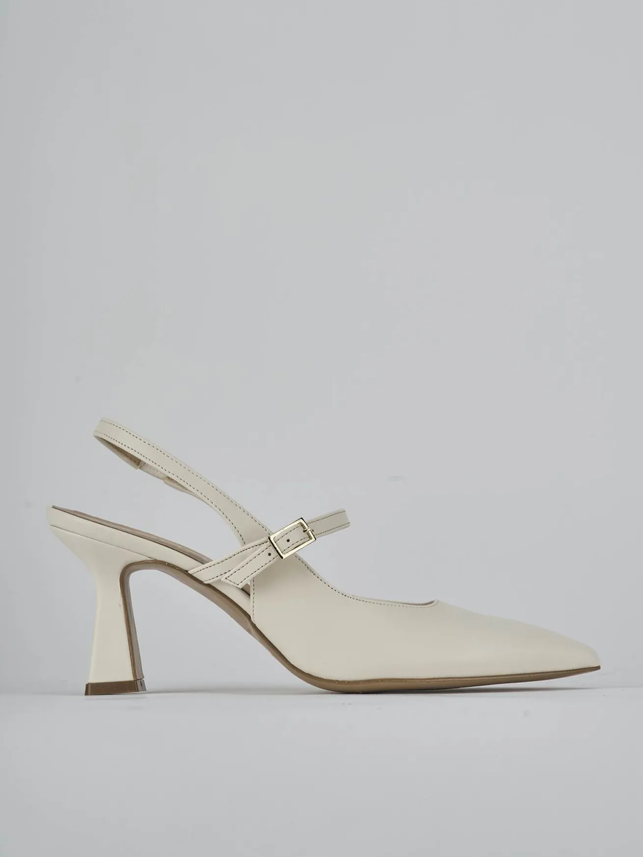 Slingback tacco 7cm pelle bianco