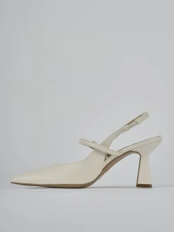 Slingback tacco 7cm pelle bianco