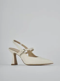 Slingback tacco 7cm pelle bianco
