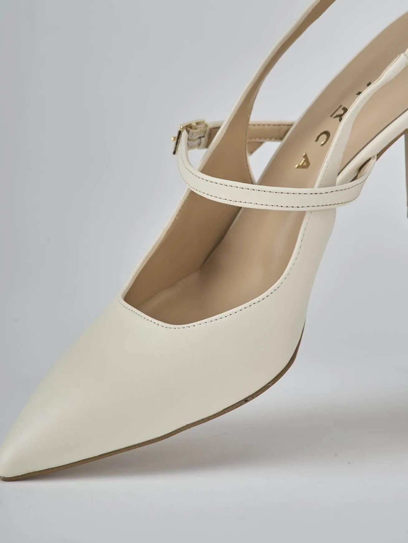 Slingback tacco 7cm pelle bianco