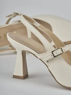 Slingback tacco 7cm pelle bianco