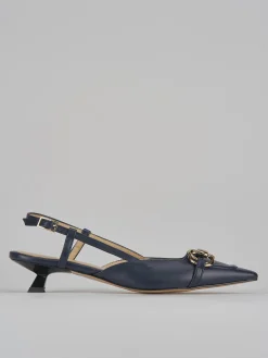 Slingback tacco 3cm pelle blu