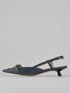 Slingback tacco 3cm pelle blu