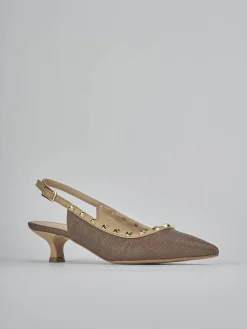 Slingback tacco 4cm pelle marrone