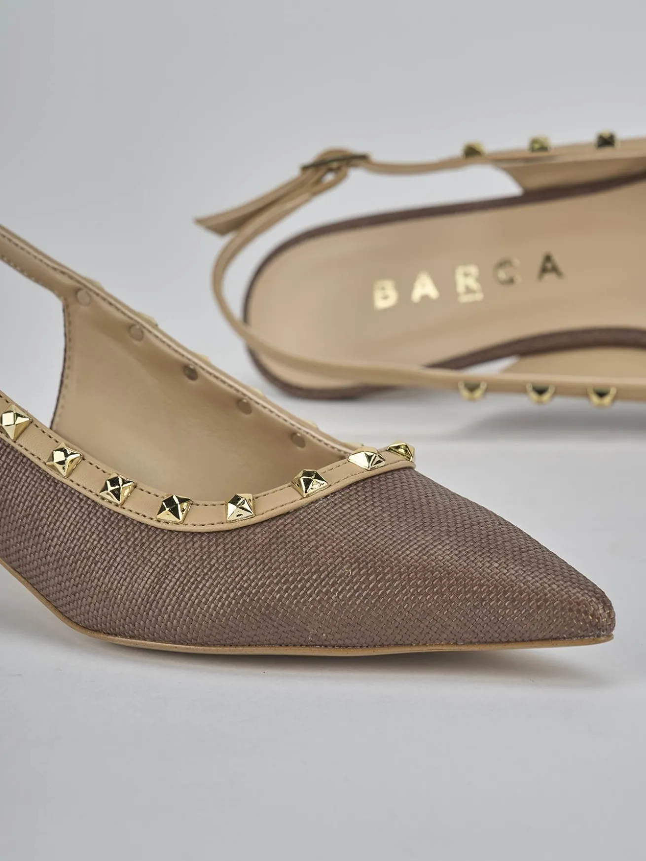 Slingback tacco 4cm pelle marrone