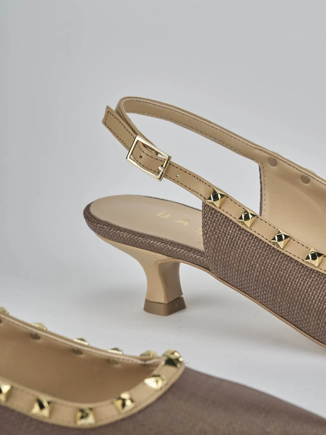 Slingback tacco 4cm pelle marrone