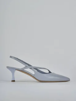 Slingback tacco 5cm pelle azzurro
