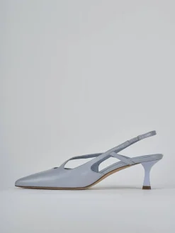 Slingback tacco 5cm pelle azzurro