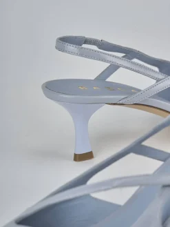 Slingback tacco 5cm pelle azzurro