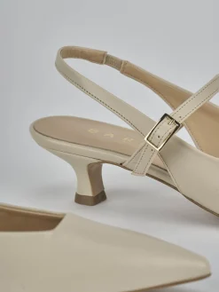 Slingback tacco 4cm pelle beige