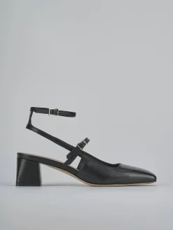 Slingback tacco 5cm pelle nero