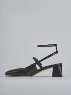 Slingback tacco 5cm pelle nero