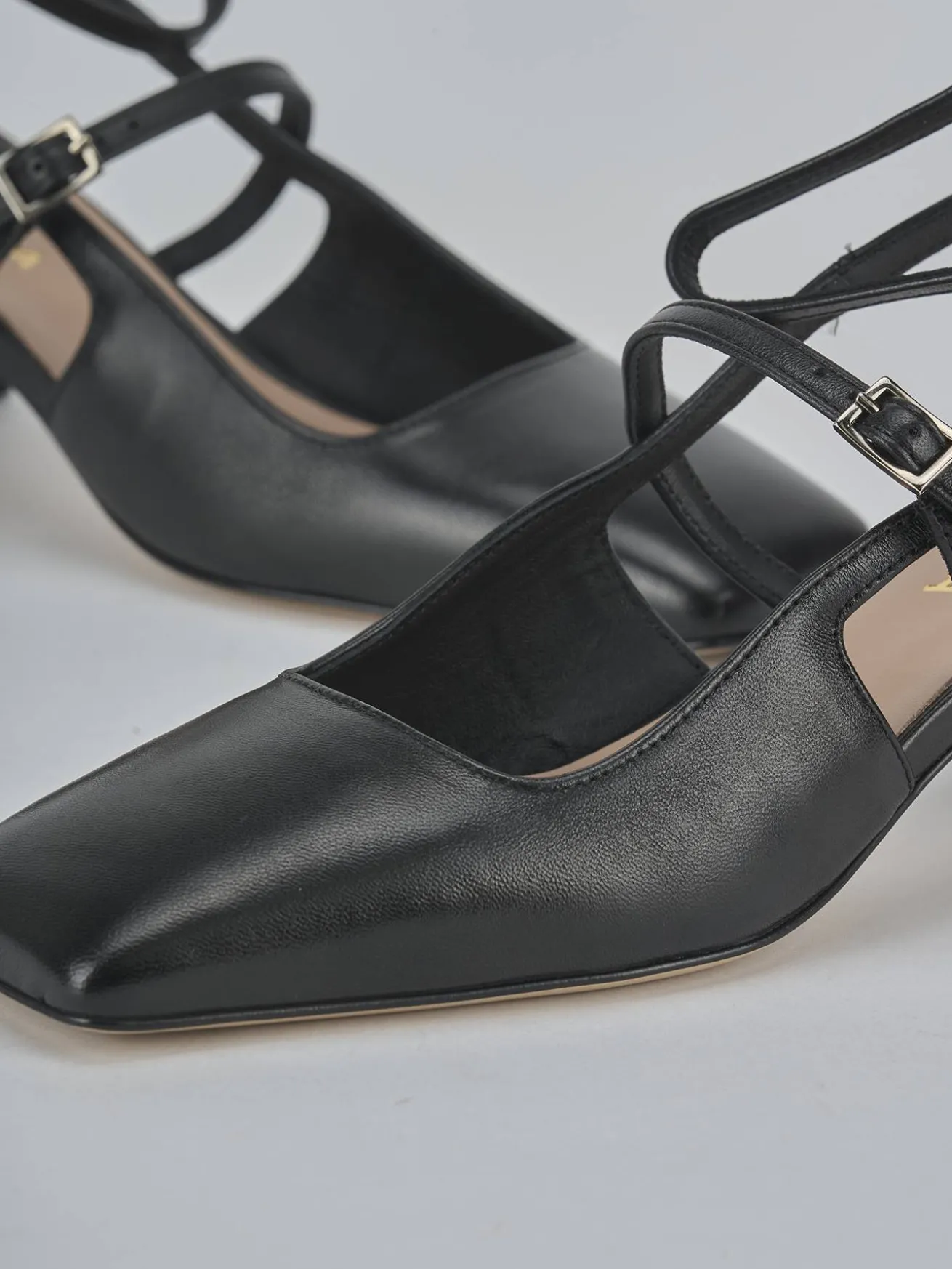 Slingback tacco 5cm pelle nero