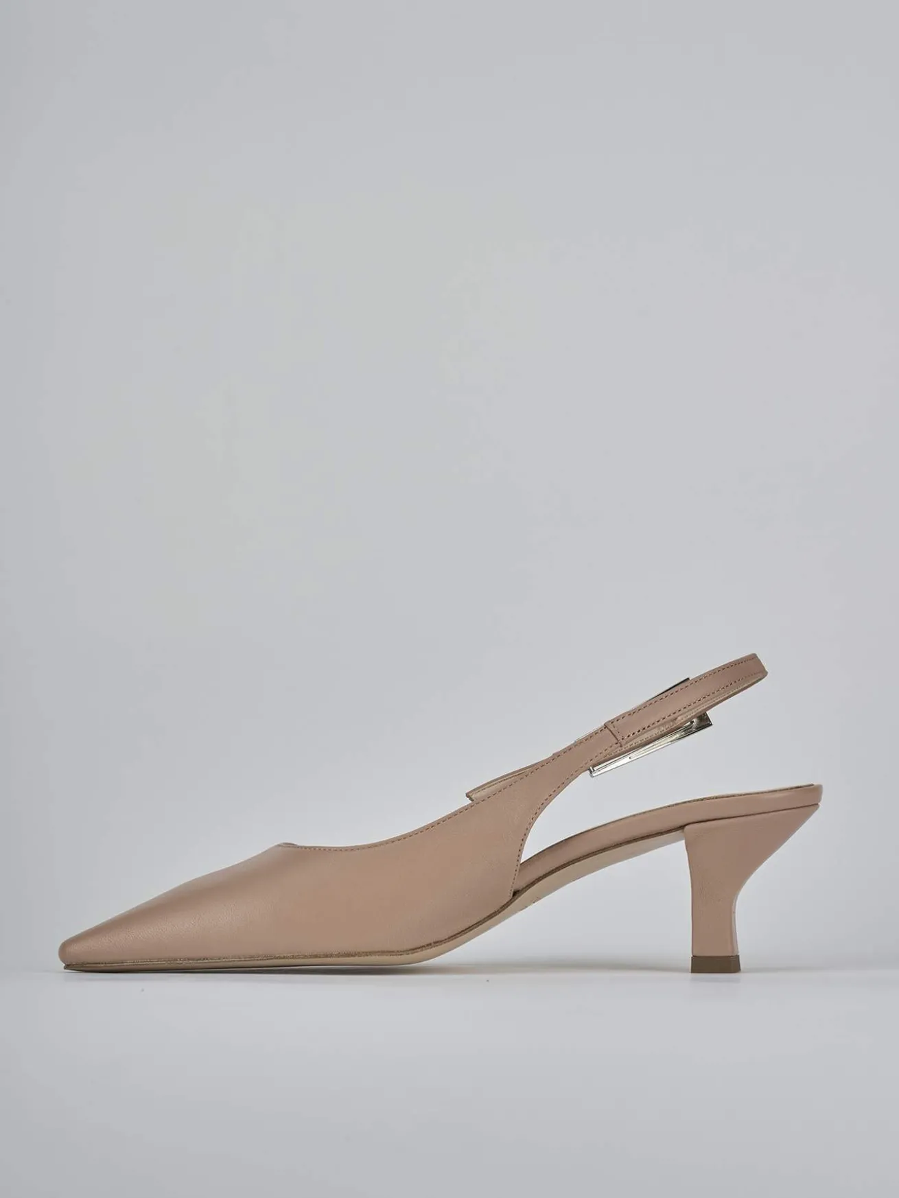 Slingback tacco 6cm pelle marrone