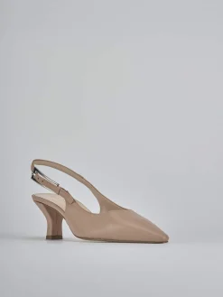 Slingback tacco 6cm pelle marrone