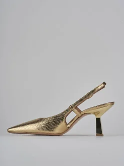 Slingback tacco 8cm pelle oro