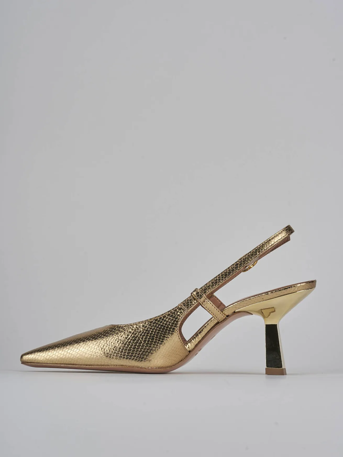 Slingback tacco 8cm pelle oro