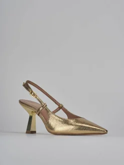 Slingback tacco 8cm pelle oro
