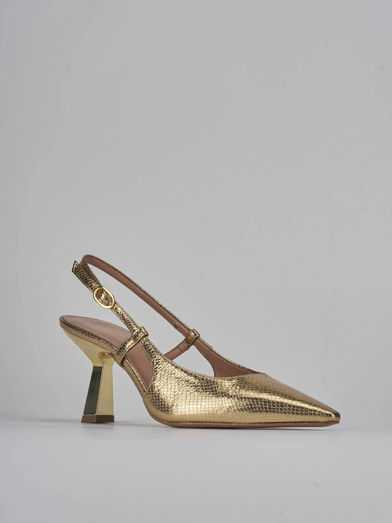 Slingback tacco 8cm pelle oro