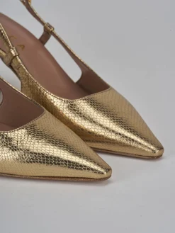 Slingback tacco 8cm pelle oro