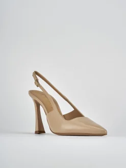 Slingback tacco 9cm pelle marrone