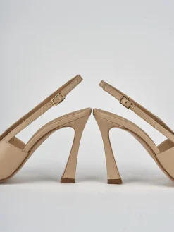 Slingback tacco 9cm pelle marrone