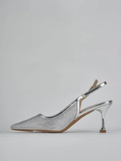 Slingback tacco 6cm pelle argento