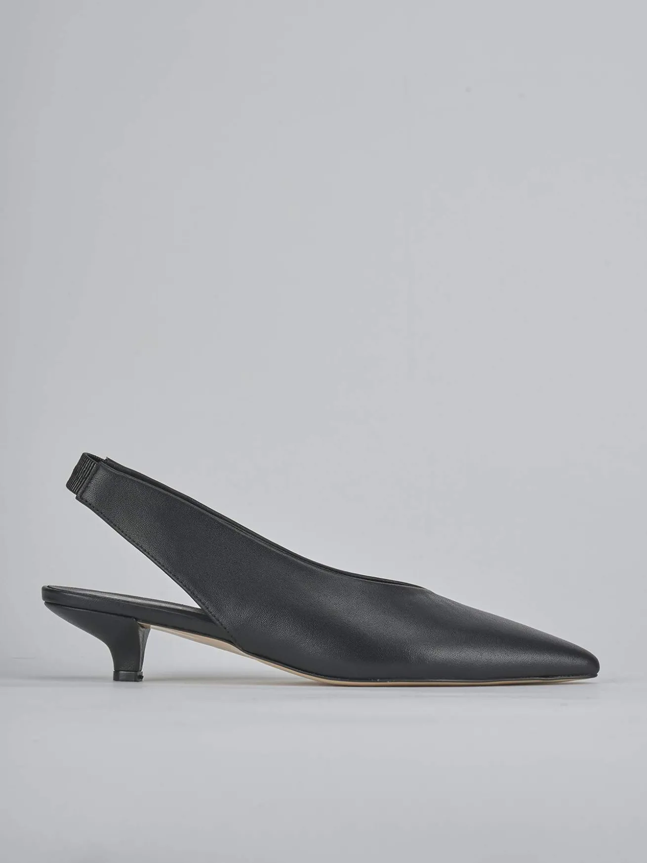 Slingback tacco 4cm pelle nero
