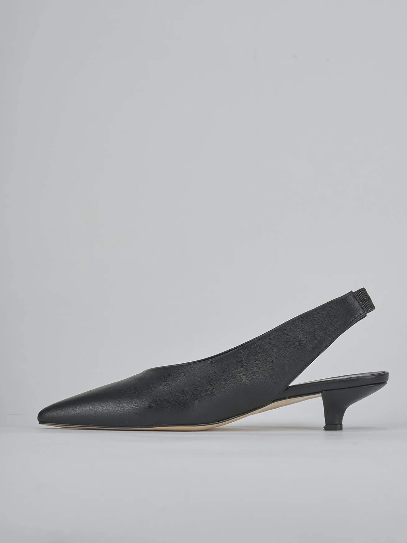 Slingback tacco 4cm pelle nero