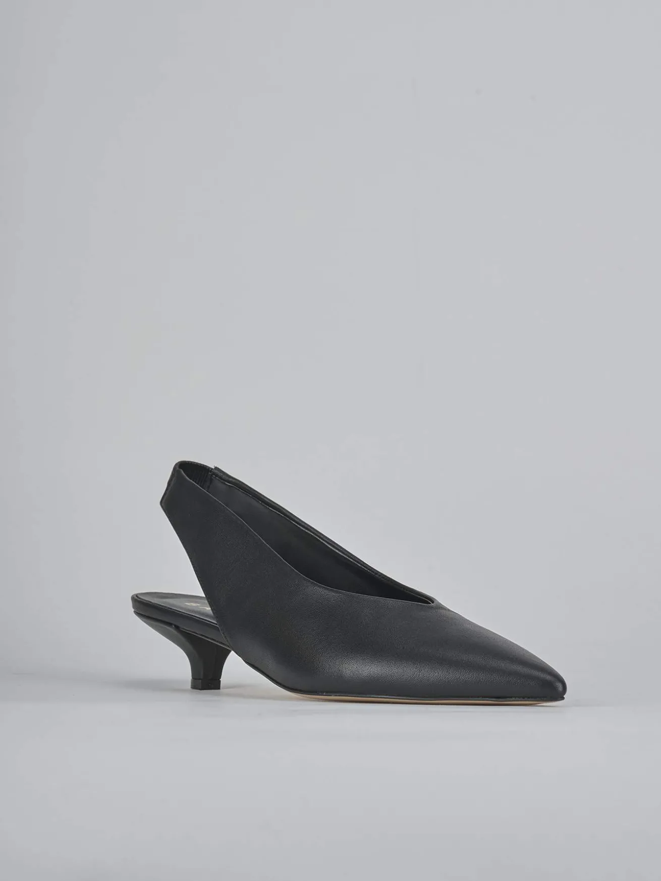 Slingback tacco 4cm pelle nero