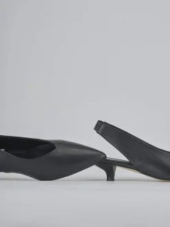Slingback tacco 4cm pelle nero