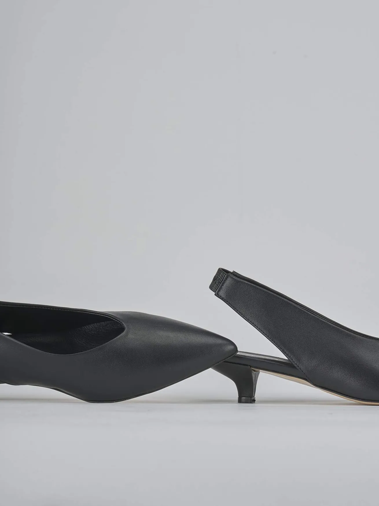 Slingback tacco 4cm pelle nero