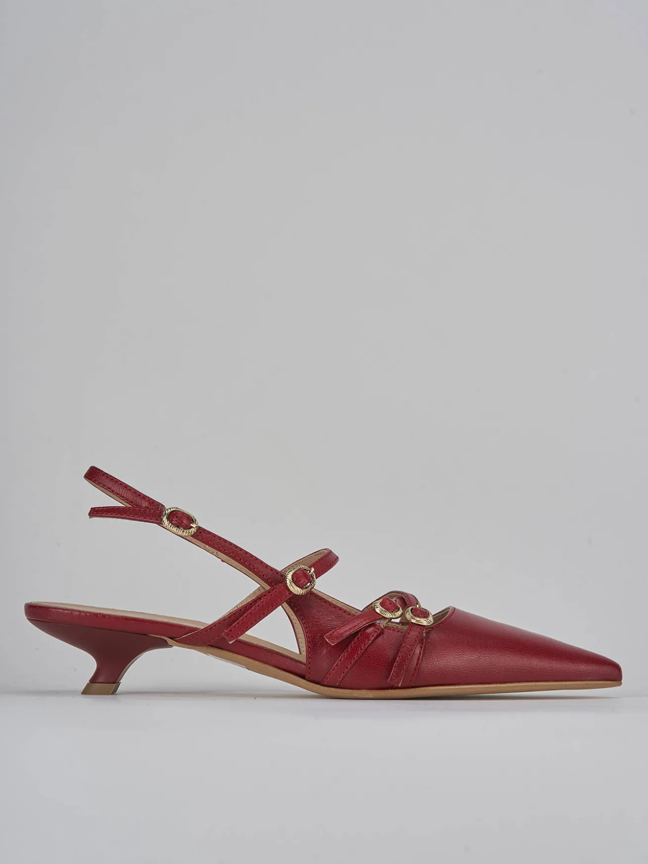 Slingback tacco 3cm pelle bordo'