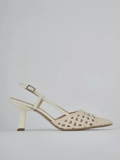 Slingback tacco 7cm pelle bianco