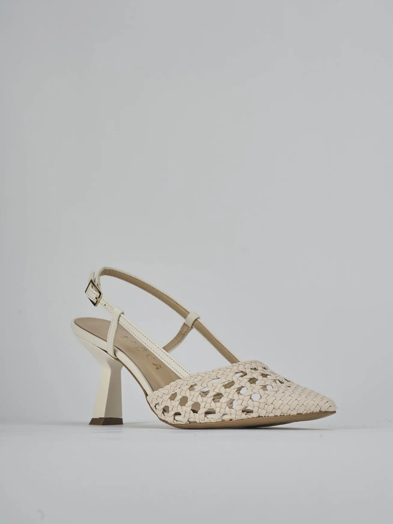 Slingback tacco 7cm pelle bianco