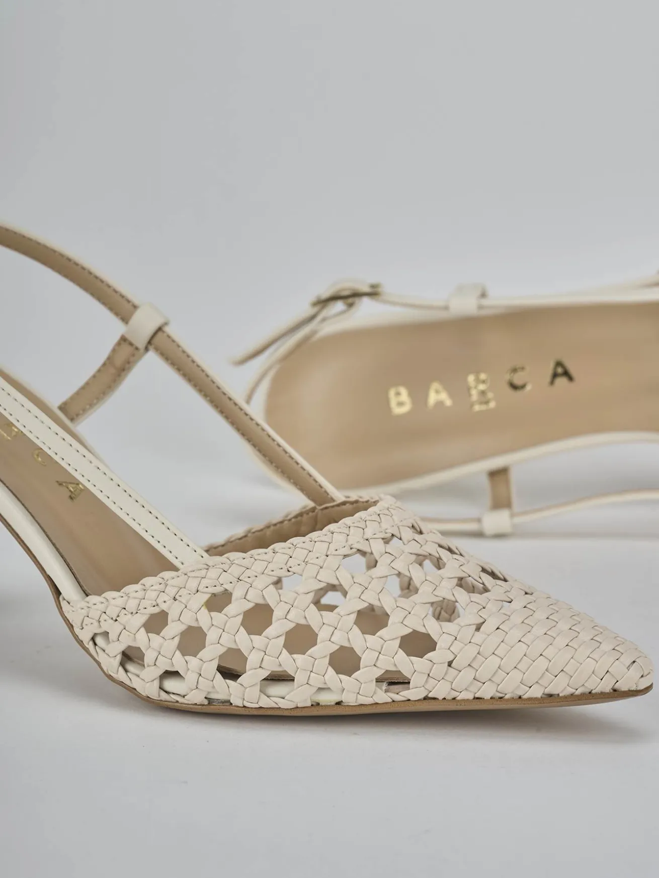 Slingback tacco 7cm pelle bianco