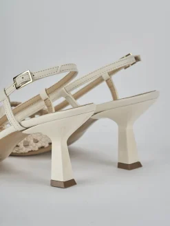 Slingback tacco 7cm pelle bianco