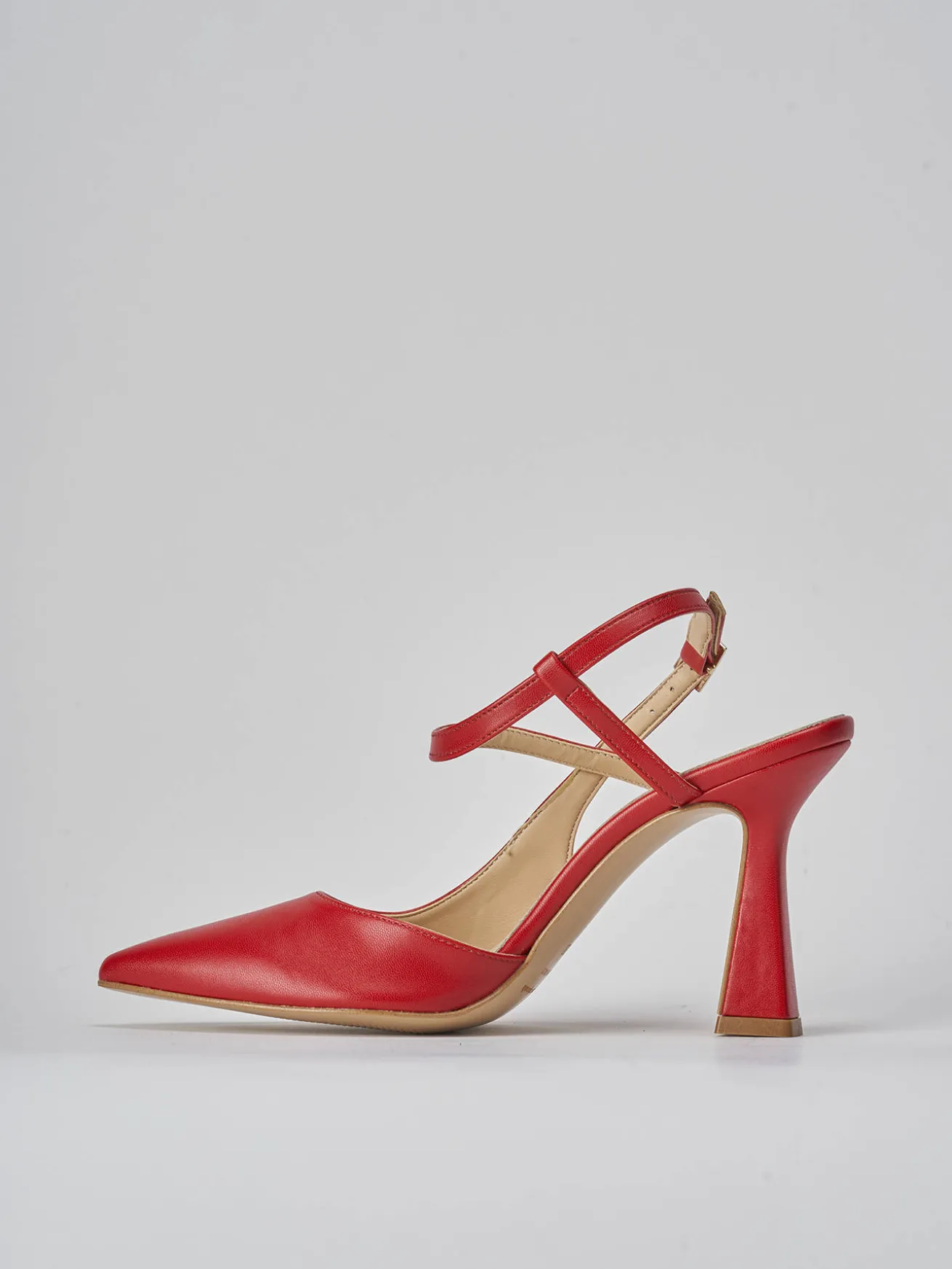 Slingback tacco 9cm pelle rosso