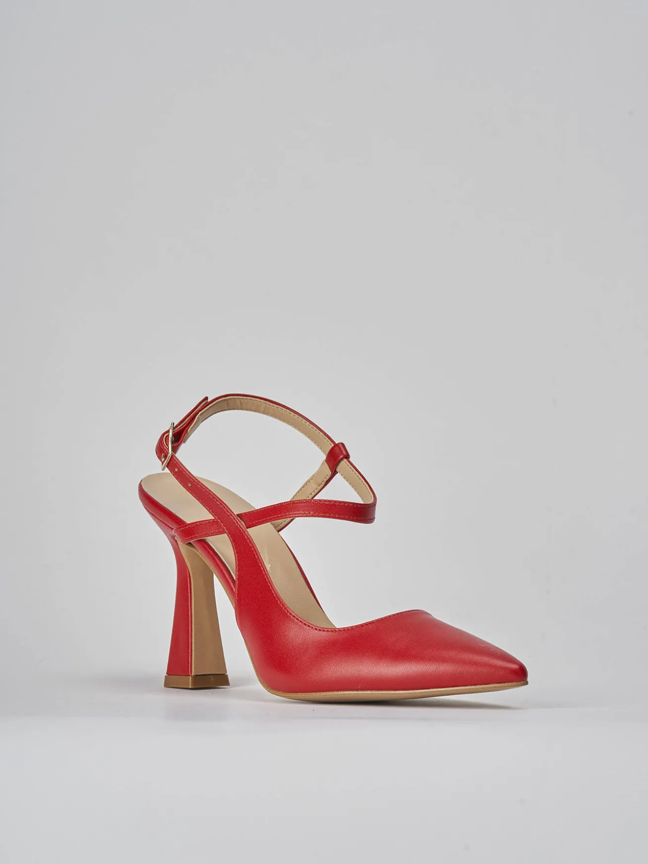 Slingback tacco 9cm pelle rosso